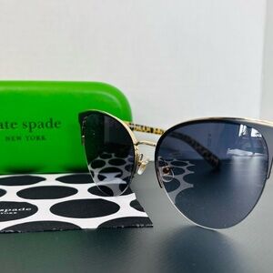 Authentic KATE SPADE Gold and Black Cat Eye Sunglasses - New with Packaging